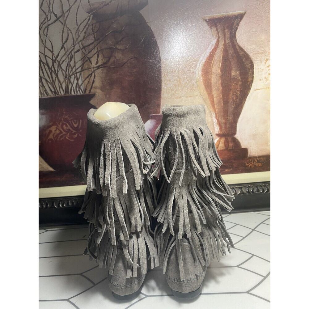 Minnetonka Womens Size 10 Boots Gray Suede Leather 1631T - Picture 5 of 9